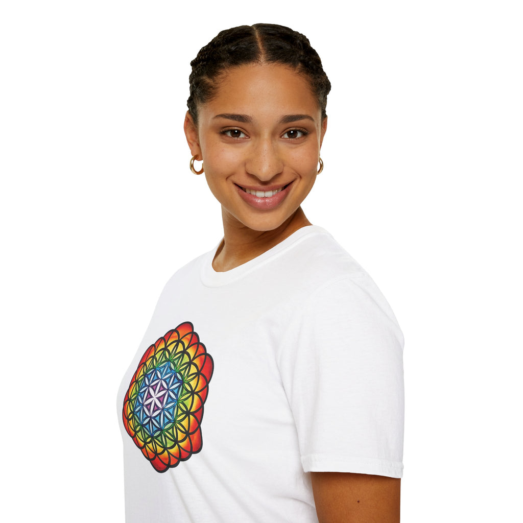 Flower of Life Shirts - Metatron's Cube T-Shirt - Lotus Rainbow Chakra Mandala Tee