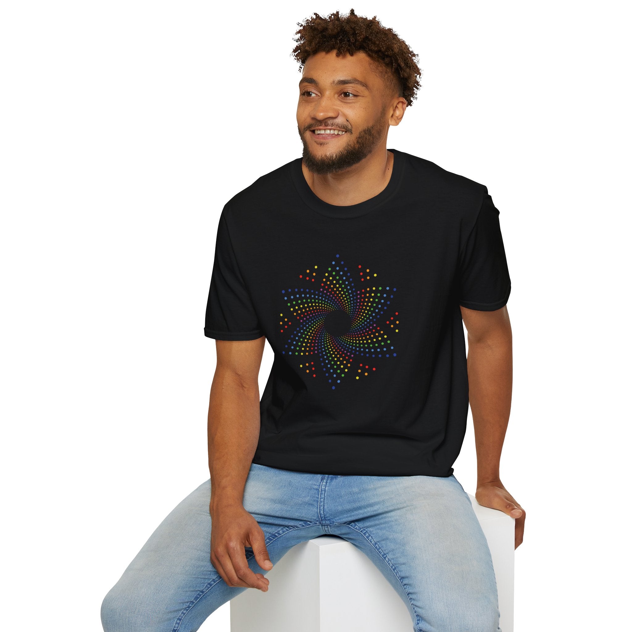 Flower Of Life Shirts - Rainbow Star Dot Matrix Mandala T-Shirt — Sacred Geometry Graphic Tee