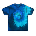 Flower Of Life Shirts - Blue Tie-Dye T-Shirt with Flower of Life - Sacred Geometry Graphic Tee