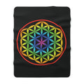 60"x80" Flower Of Life Rainbow Mandala Sacred Geometry Sherpa Blanket