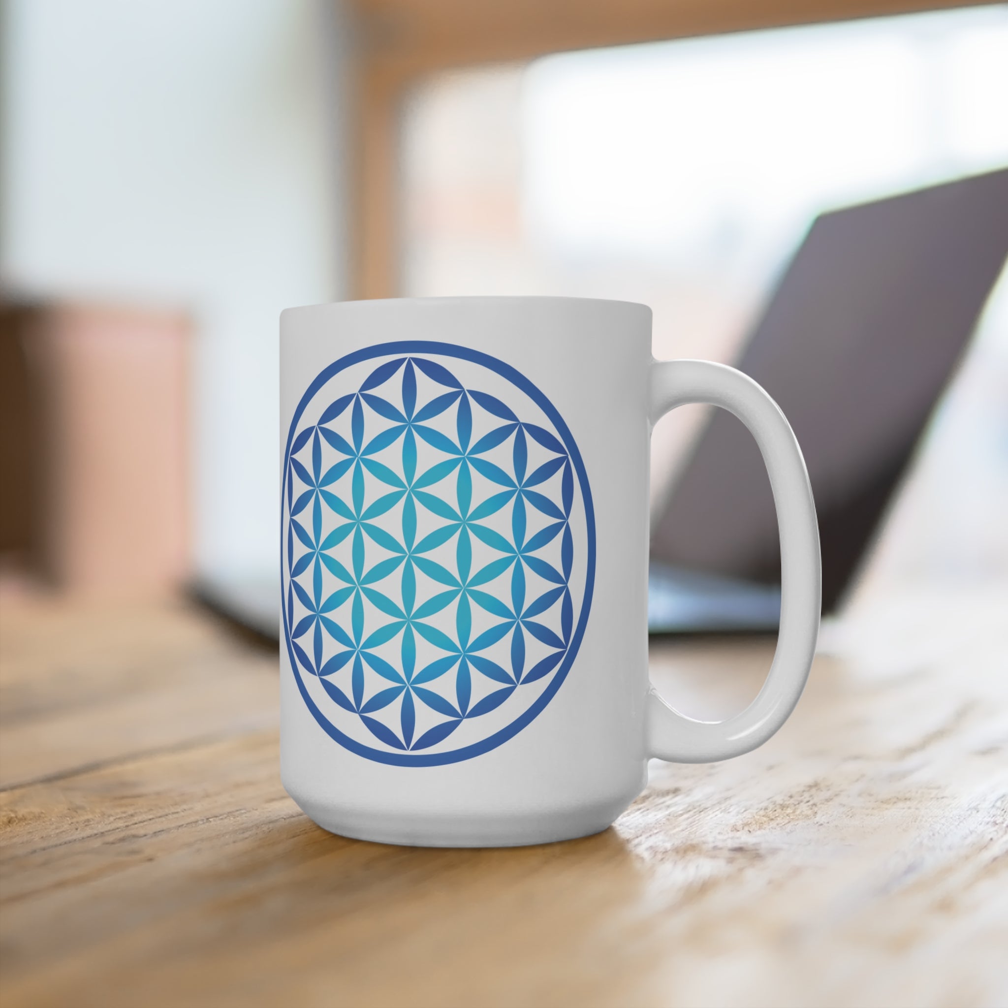 Blue Blue Flower Of Life Mug 15oz