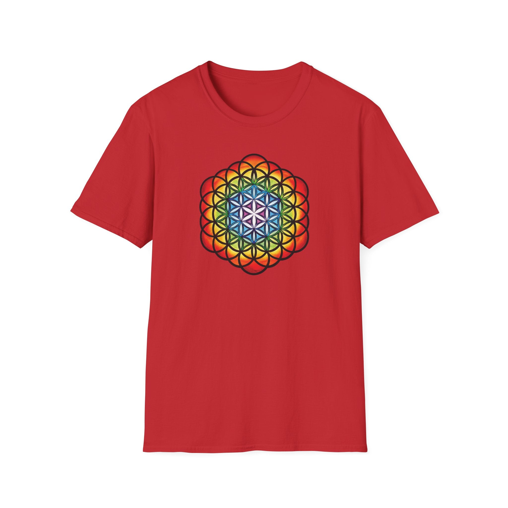 Flower of Life Shirts - Metatron's Cube T-Shirt - Lotus Rainbow Chakra Mandala Tee