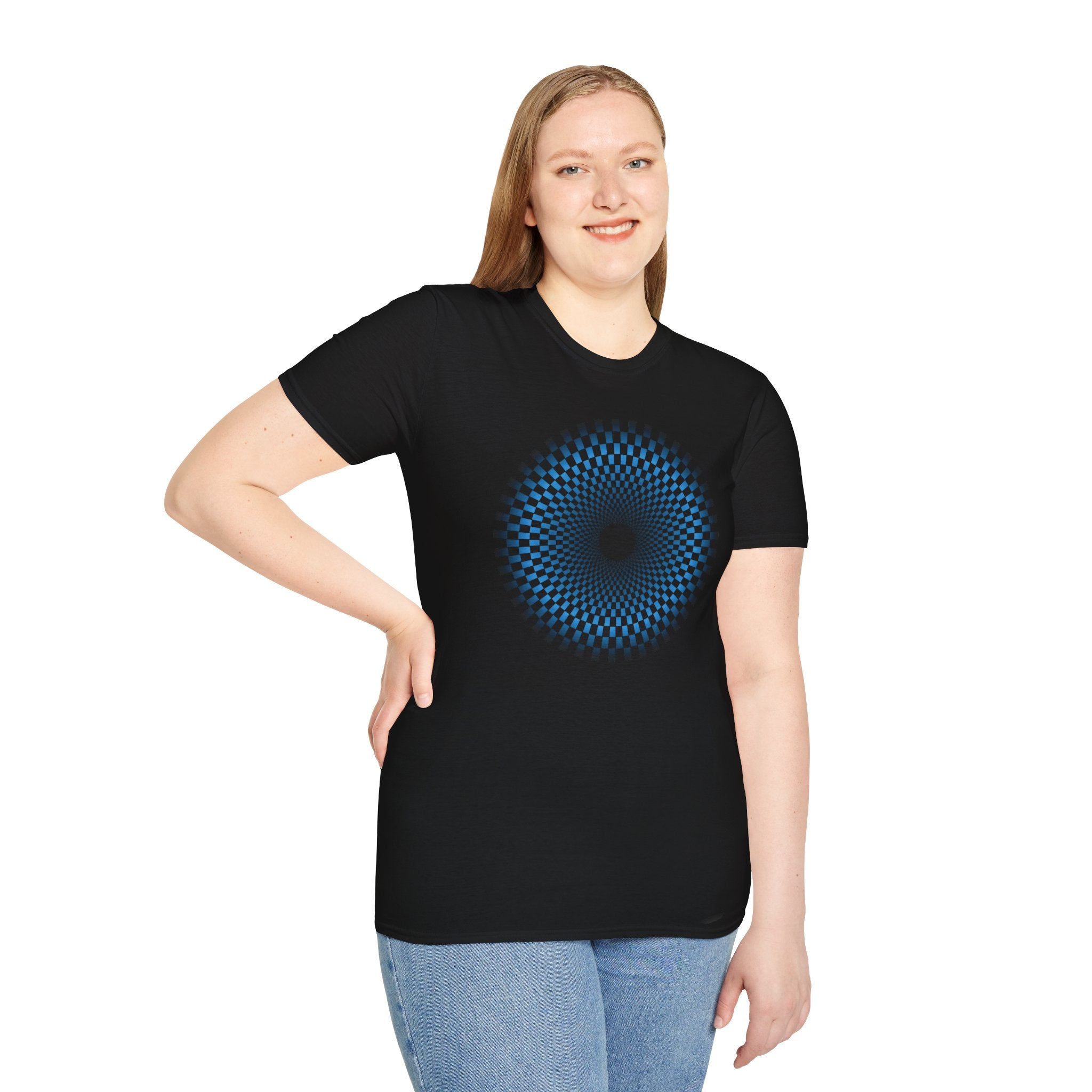 Flower Of Life Shirts - Blue Checkered Matrix Mandala T-Shirt — Sacred Geometry Graphic Tee
