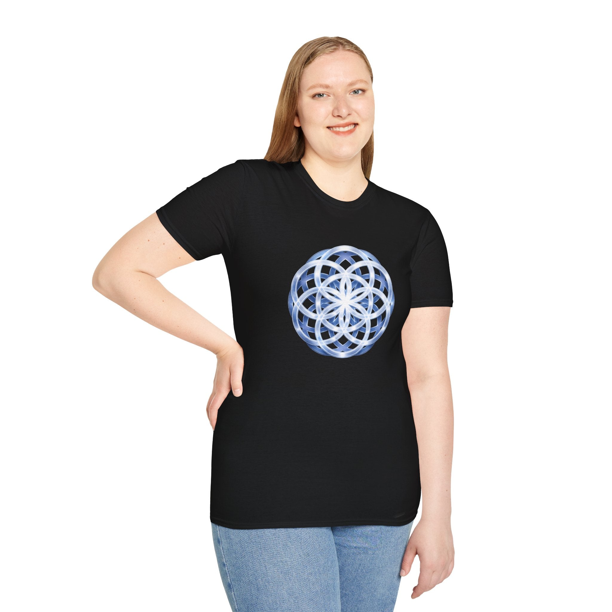 Flower Of Life Shirts - Glowing Seeds Of Life Mandala T-Shirt - Sacred Geometry Graphic Tee