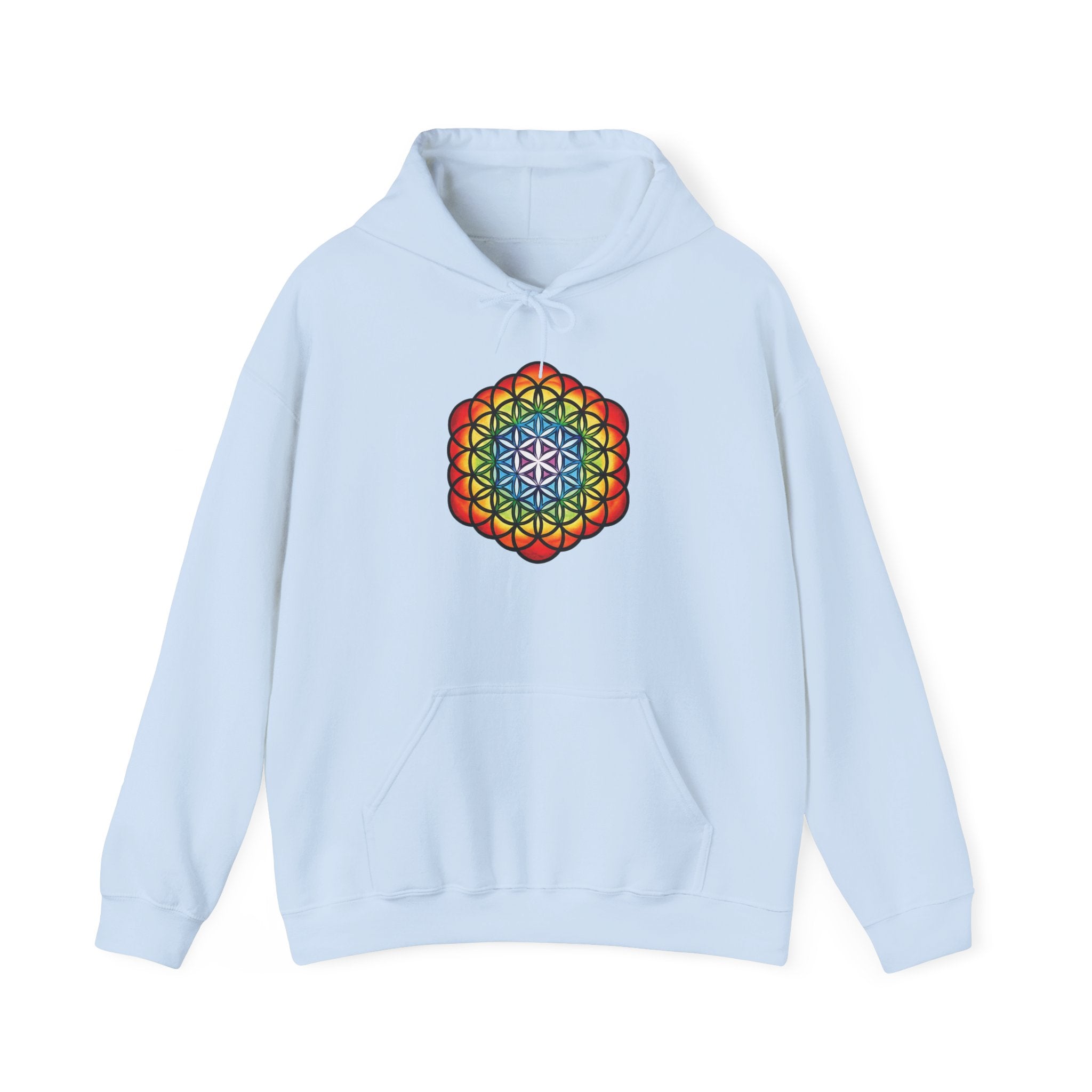 Flower of Life Hoodie Metratron's Cube — Lotus Rainbow Sacred Geometry Pullover