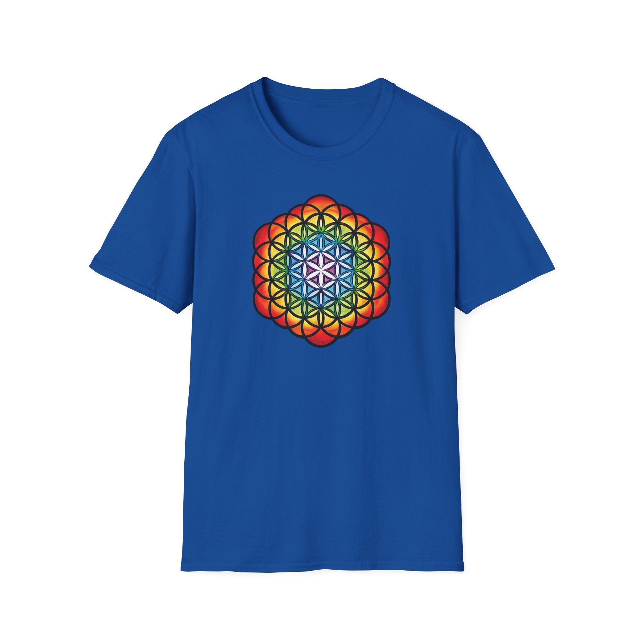 Flower of Life Shirts - Metatron's Cube T-Shirt - Lotus Rainbow Chakra Mandala Tee