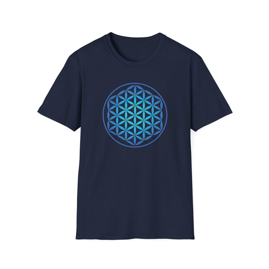 Flower Of Life Shirts - Blue Blue Mandala T‑Shirt — Sacred Geometry Unisex Tee