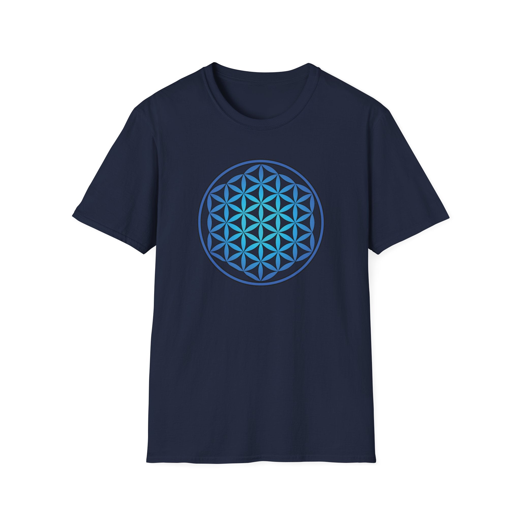 Flower Of Life Shirts - Blue Blue Mandala T‑Shirt — Sacred Geometry Unisex Tee