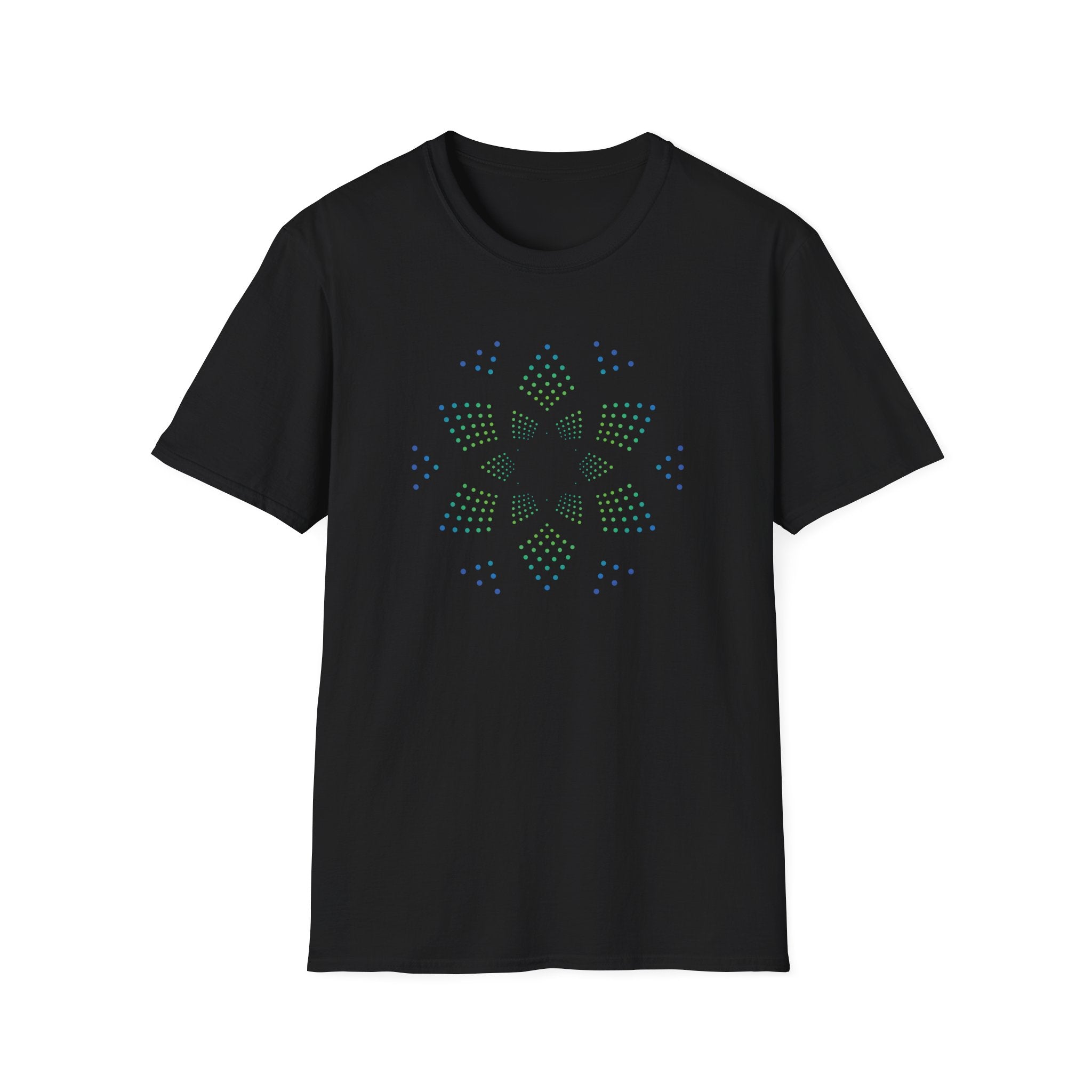 Flower Of Life Shirts - Green Purple Dot Matrix Mandala T-Shirt — Sacred Geometry Graphic Tee