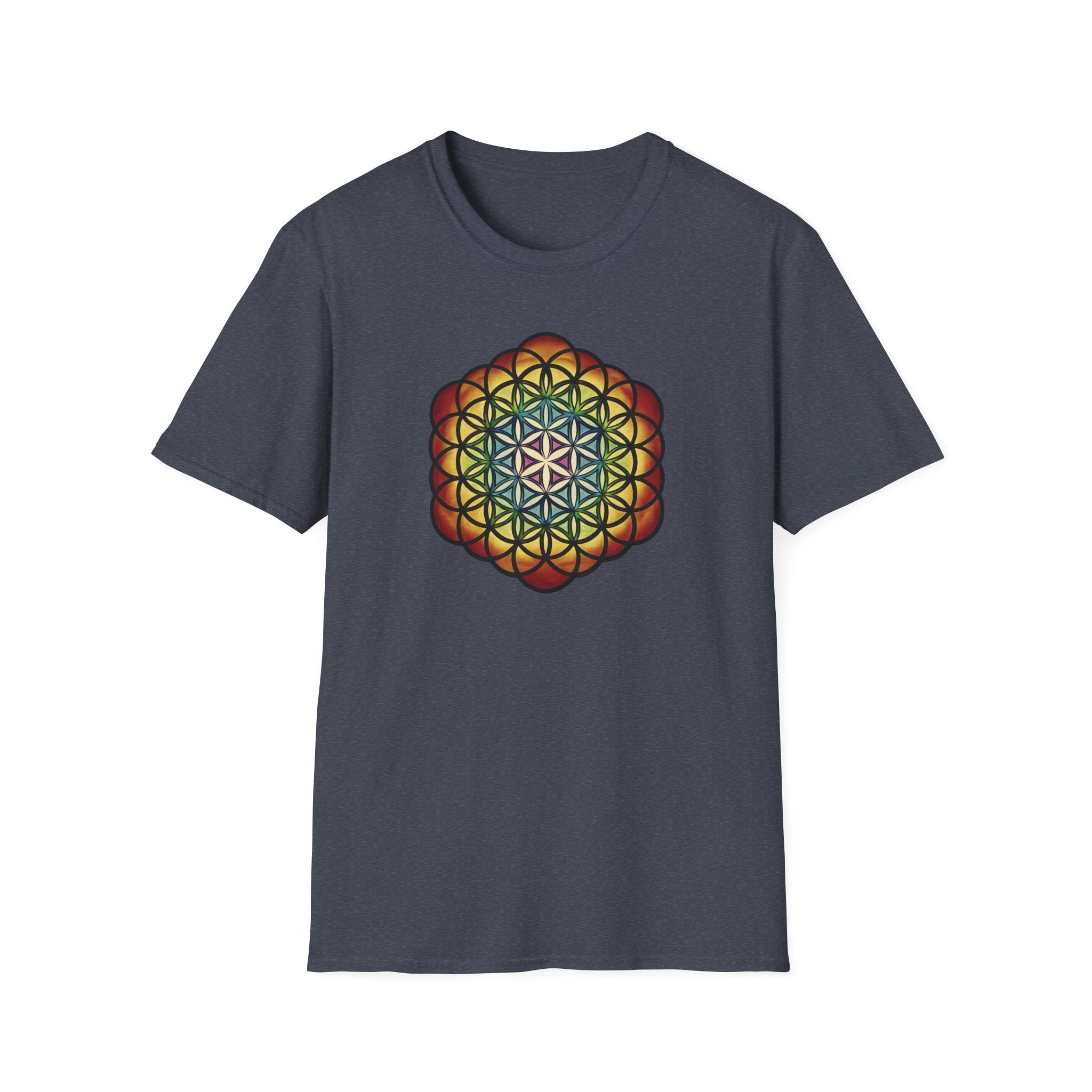 Flower of Life Tinted Mandala T-Shirt — Sacred Geometry Unisex Tee