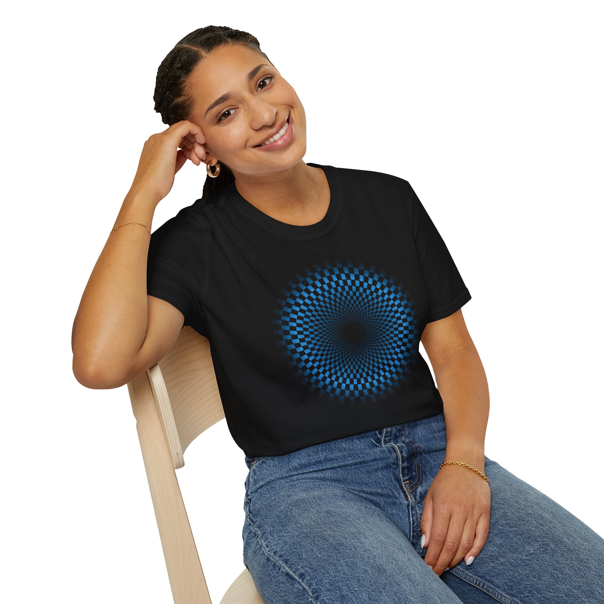 Flower Of Life Shirts - Blue Checkered Matrix Mandala T-Shirt — Sacred Geometry Graphic Tee