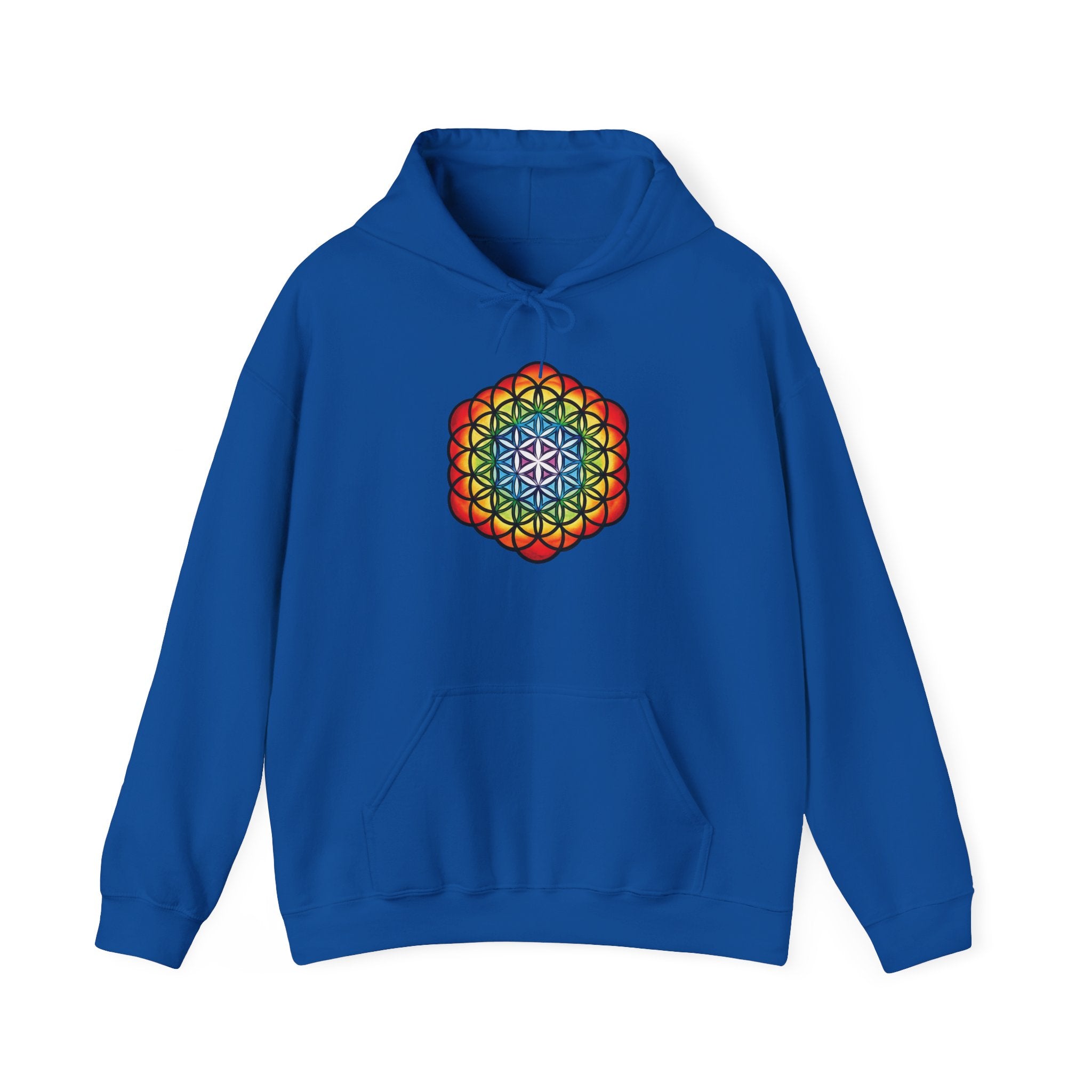 Flower of Life Hoodie Metratron's Cube — Lotus Rainbow Sacred Geometry Pullover