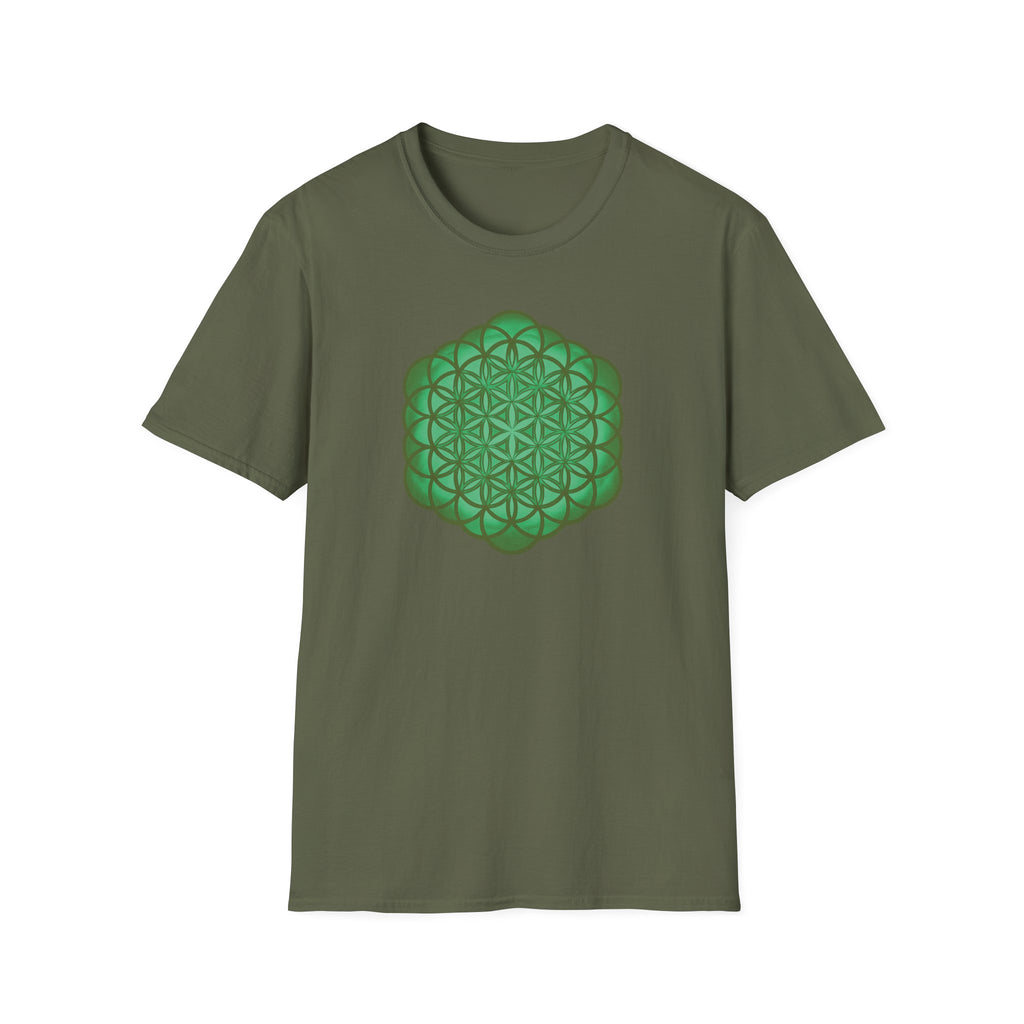 EMERALD EDITION SHIPS TO YOUR DOOR BY ST. PATRICK'S DAY! - Flower of Life Heart Chakra T-Shirt — Lotus Mandala Unisex Tee