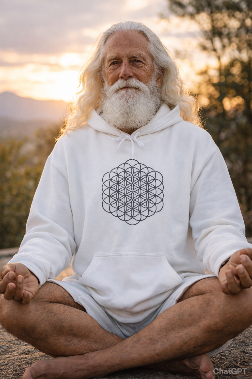 Flower of Life Hoodie Dark Metatron's Cube — Minimal Spiritual Symbol Pullover