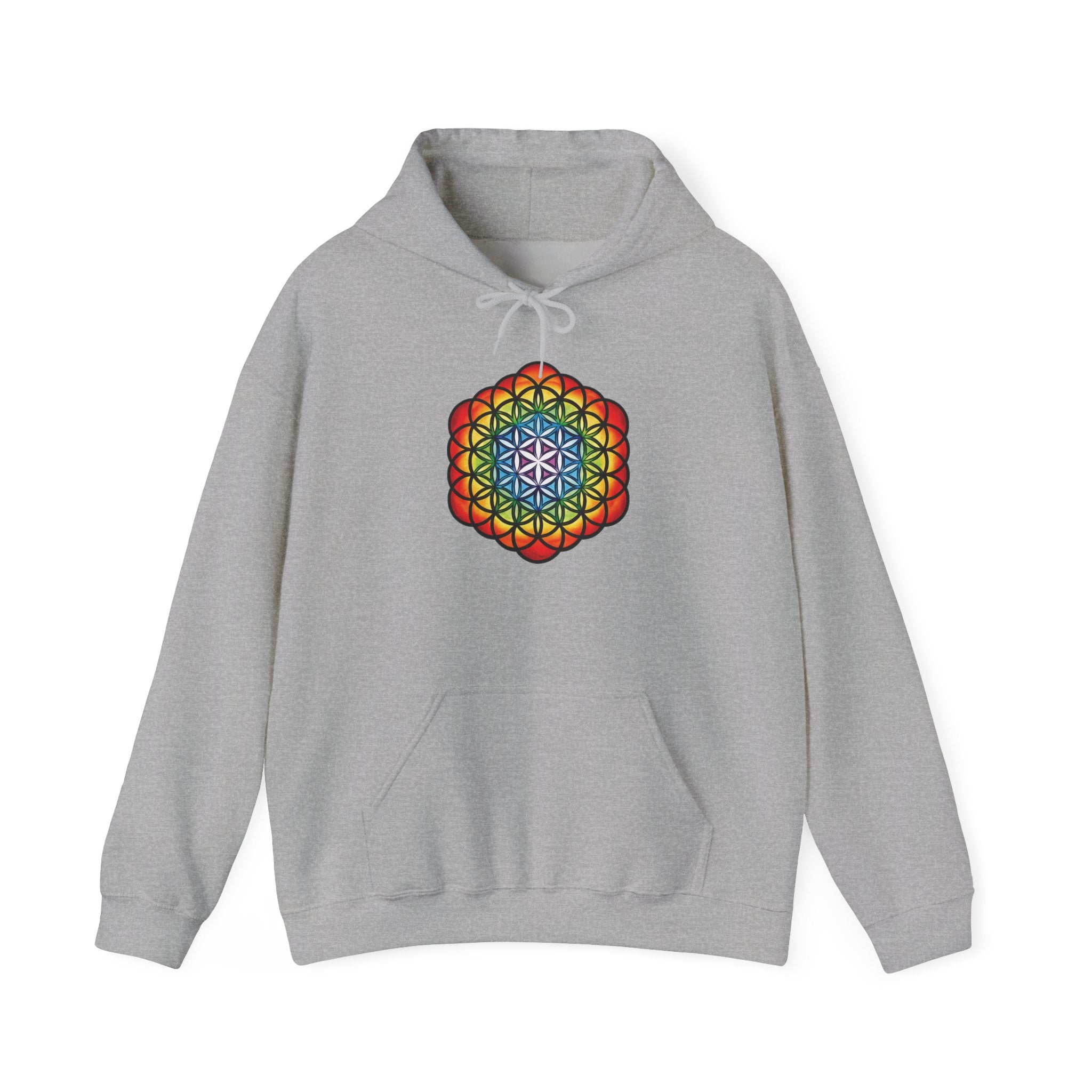 Flower of Life Hoodie Metratron's Cube — Lotus Rainbow Sacred Geometry Pullover