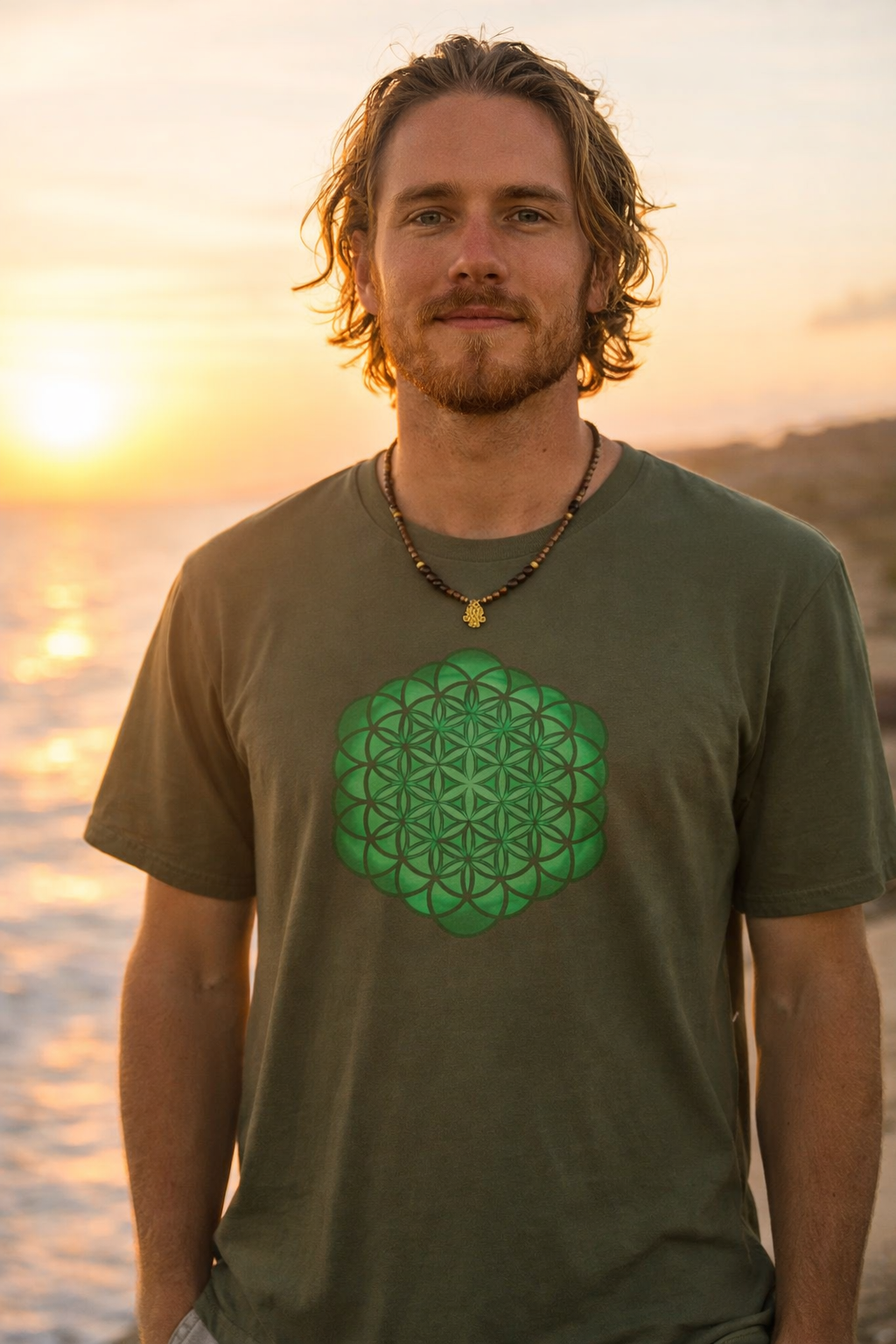 EMERALD EDITION SHIPS TO YOUR DOOR BY ST. PATRICK'S DAY! - Flower of Life Heart Chakra T-Shirt — Lotus Mandala Unisex Tee